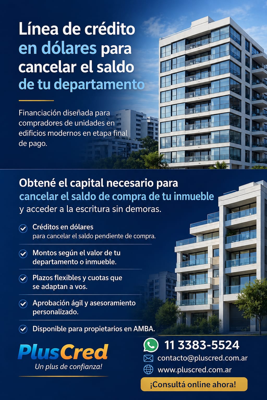 Crédito hipotecario en dólares para comprar departamento - PlusCred